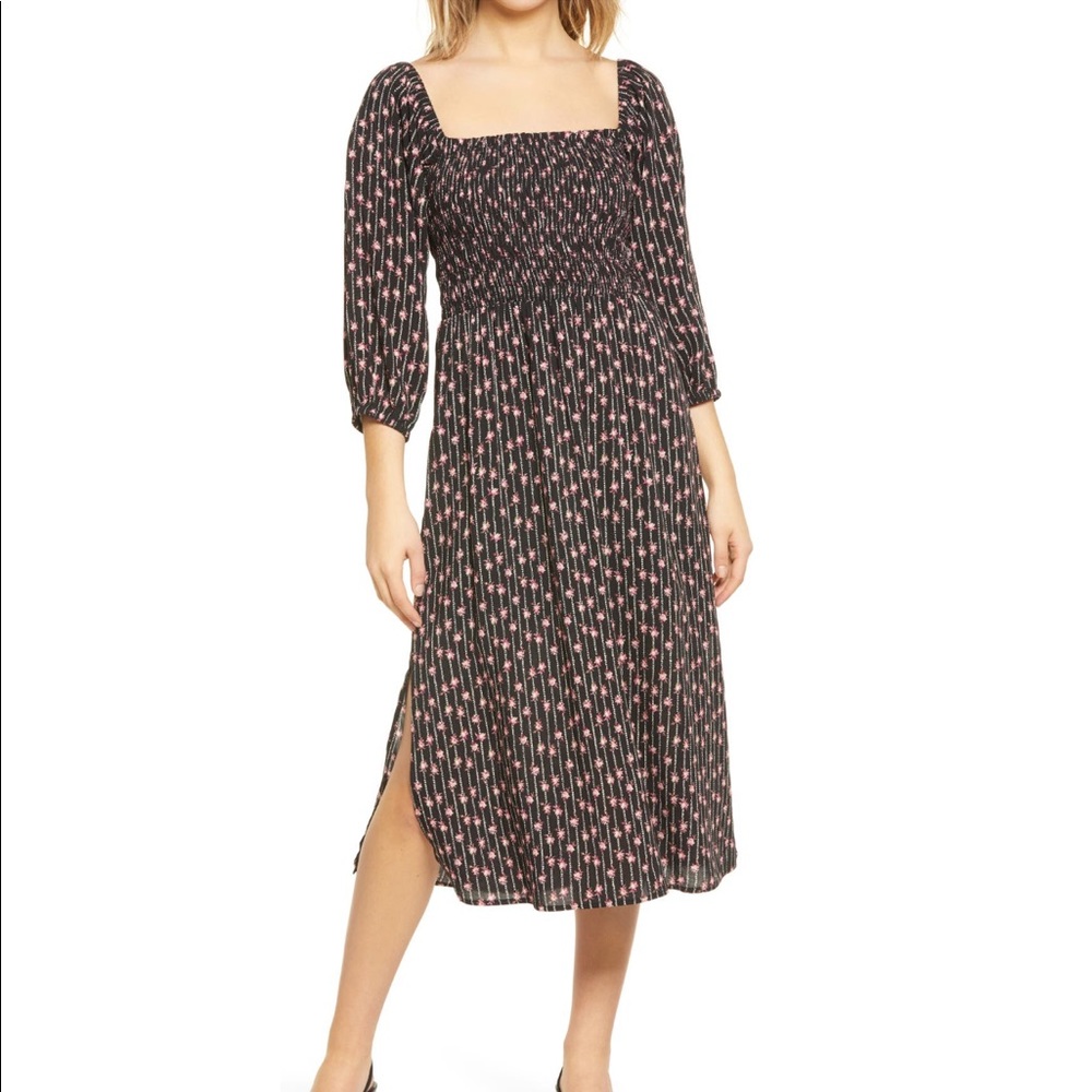 Smocked midi dress